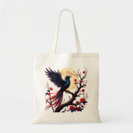 Bolsa Tote Asa-de-carmesim ao luar – Ave de Fantasia Mística.