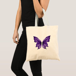Bolsa Tote Asas de Borboleta Roxa Estética Cósmica Índigo