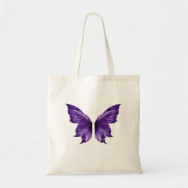 Bolsa Tote Asas de Borboleta Roxa Estética Cósmica Índigo