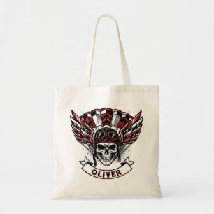 Bolsa Tote Asas de Paraquedista Vermelho Carmesim & Caveira