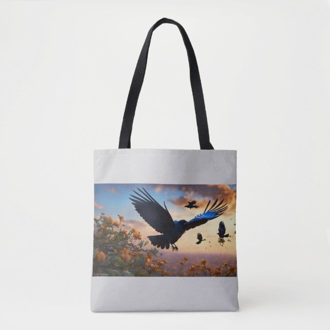 Bolsa Tote Asas do Vento: O Corvo e o Pardal (Frente)