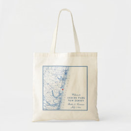 Bolsa Tote Asbury Park New Jersey Mapa do Casamento Elegante