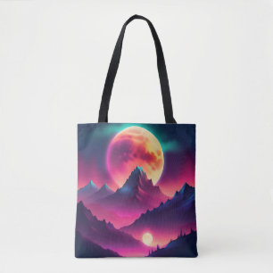 Bolsa Tote ascensão lua entre as montanhas