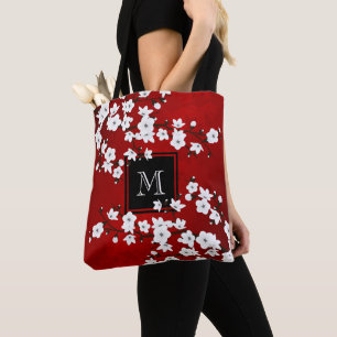 Bolsa Tote Asia Floral Red Cereja Branca Monograma do Flor