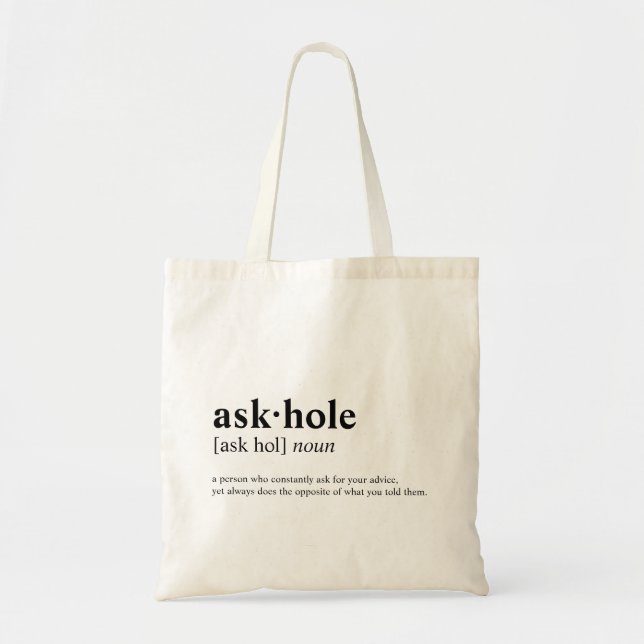 Bolsa Tote Askhole - significado do dicionário (Frente)