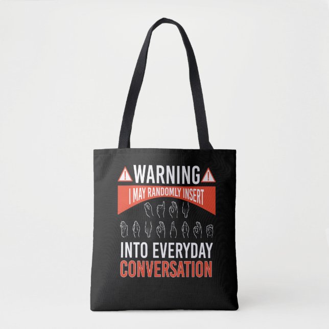 Bolsa Tote ASL American Sign language Interpreter surdo (Frente)