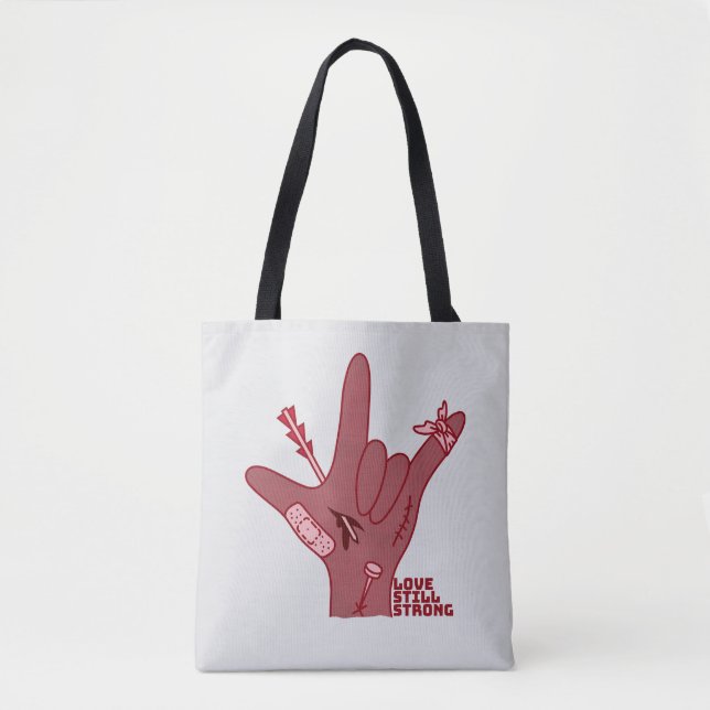 Bolsa Tote ASL ILY Design - Love Wounded But Still Strong (Frente)