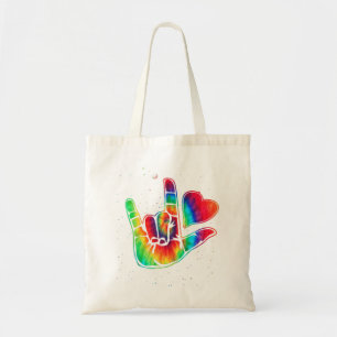 Bolsa Tote ASL Love Sign Language Autismo Atenção Supérfluo