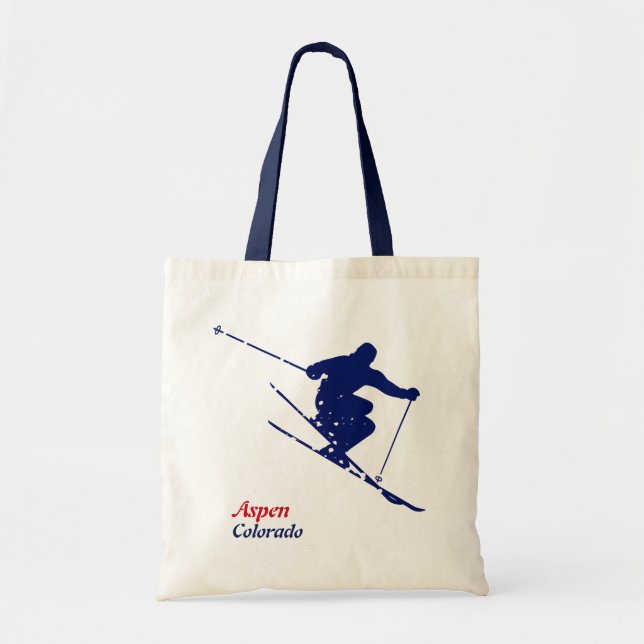 Bolsa Tote Aspen Blue Snow Skier (Frente)