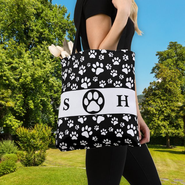 Bolsa Tote Assinatura de Paws Preto e Branco (Criador carregado)