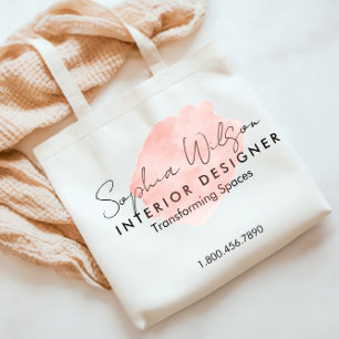 Bolsa Tote Assinatura em Aquarela para Negócios Profissionais