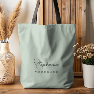 Bolsa Tote Assinatura Minimalista Moderna Verde Salvia