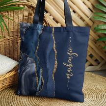 Assinatura Personalizada Azul Marinho Ágata Dourad