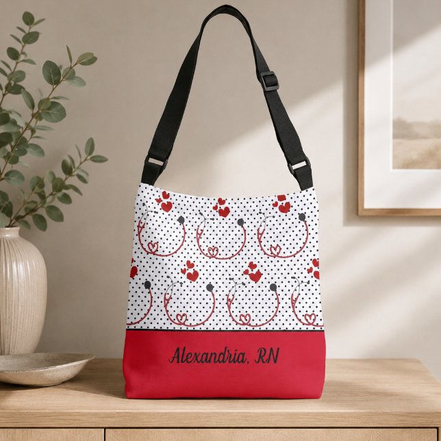 Bolsa Tote Assinatura Stethoscopes, Corações e Pon (Criador carregado)