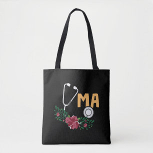 Bolsa Tote Assistente médico Stethoscope Watercolor Flower Nu