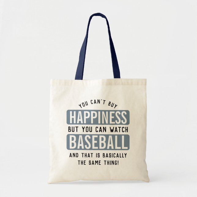 Bolsa Tote Assistir Baseball é Felicidade Beisebol Engraçado (Frente)