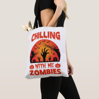 Bolsa Tote Assustador Comigo Zumbis Halloween Retro