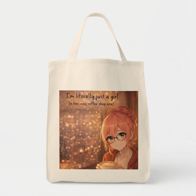 Bolsa Tote Aster™ I'm Just a Girl Reusable Grocery Bag (Frente)