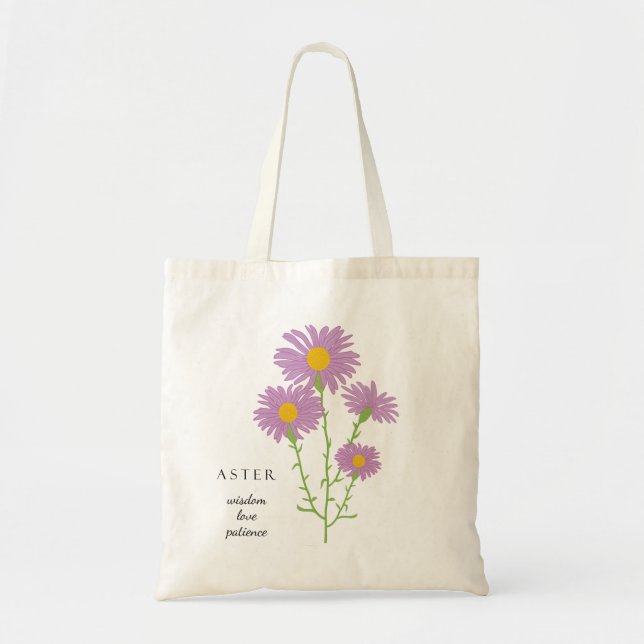 Bolsa Tote Aster September Birth Month Flower Bag (Frente)
