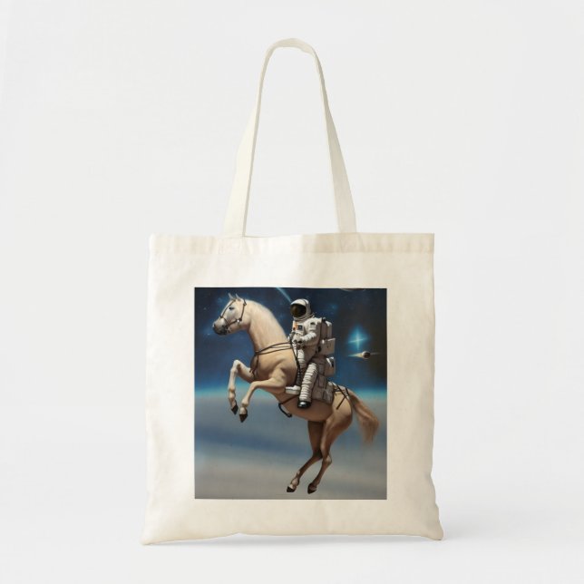 Bolsa Tote Astronauta Andando Cavalo no Espaço (Frente)