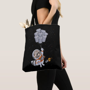 Bolsa Tote Astronauta animal engraçado Guaxinim Lua latas de
