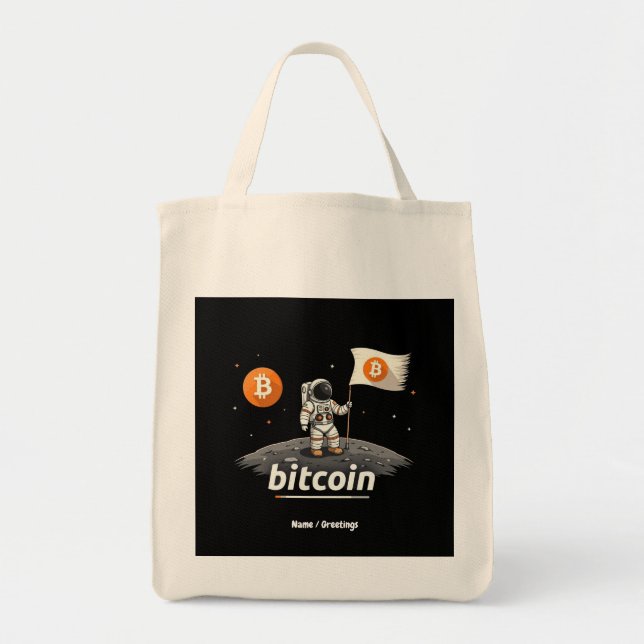 Bolsa Tote Astronauta da Lua Crypto Bitamt Design BTC (Frente)