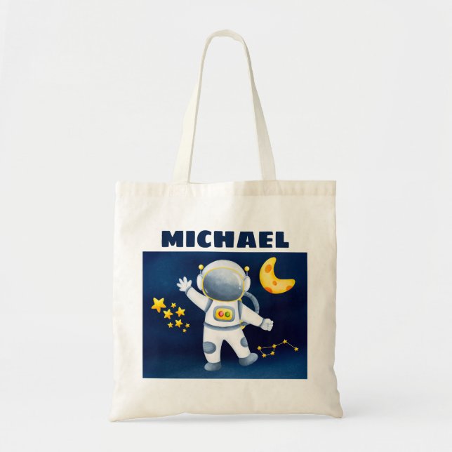 Bolsa Tote Astronauta de Menino Bonito no Saco de Tote Espaci (Frente)