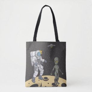 Bolsa Tote Astronauta e alienígena