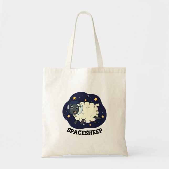 Bolsa Tote Astronauta Engraçado do Space Sheep Pun (Frente)