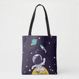 Bolsa Tote Astronauta Espacial Flutuante no Espaço Exterior