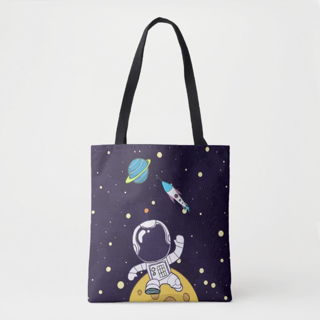 Bolsa Tote Astronauta Espacial Flutuante no Espaço Exterior (Frente)