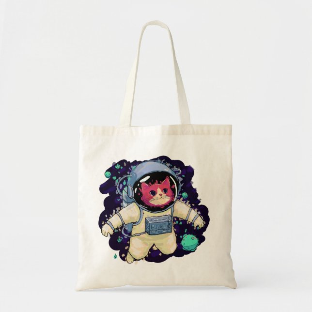 Bolsa Tote Astronauta Gato Colorido (Frente)