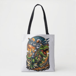 Bolsa Tote Astronauta Montando um T-Rex – Dinosaur Espacial É