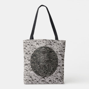 Bolsa Tote Astronauta na Lua Espaço Preto e Cinza