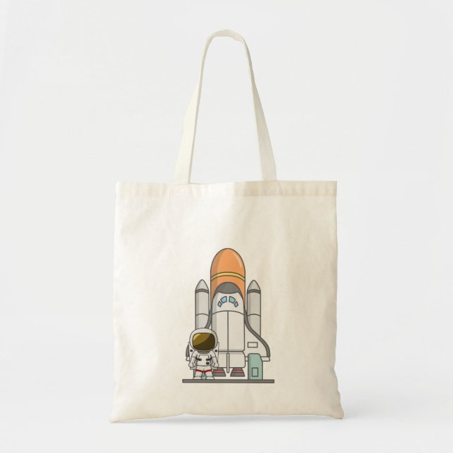 Bolsa Tote Astronauta & nave espacial pequenos (Frente)