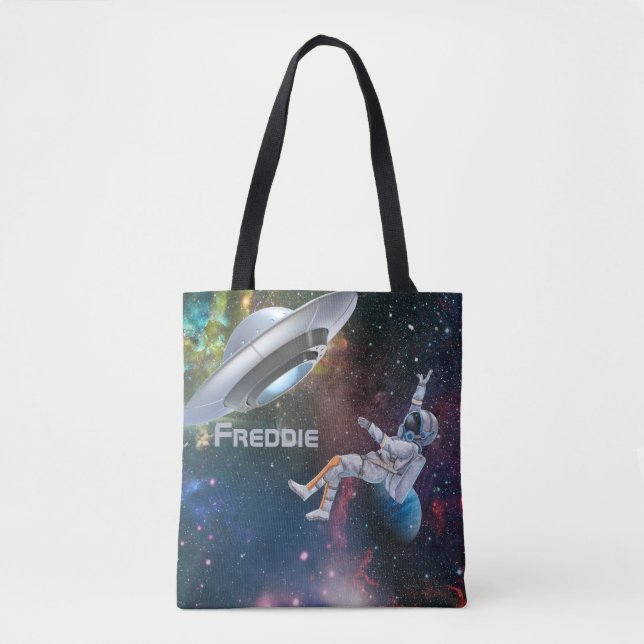 Bolsa Tote Astronauta Personalizado e Saucer Voador (Frente)