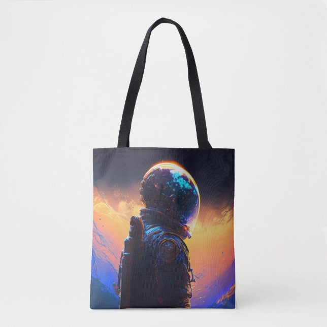 Bolsa Tote Astronauta World Discovery Painting Human Universe (Frente)