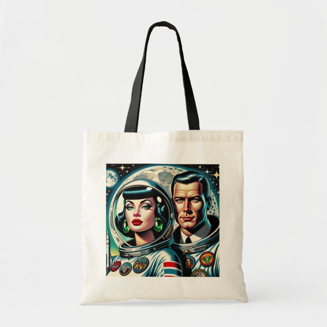 Bolsa Tote Astronautas Espaciais Retro (Frente)