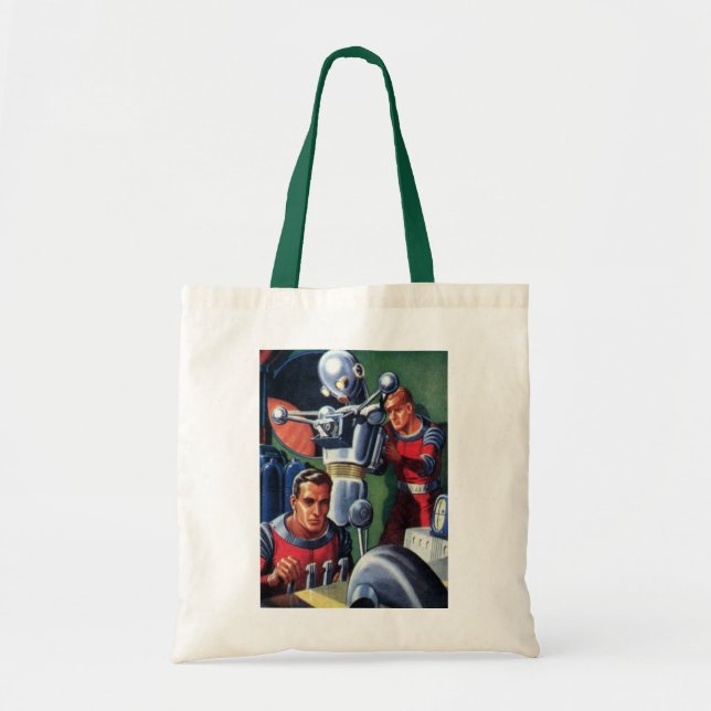 Bolsa Tote Astronautas Vintage Science Fiction consertando um (Frente)