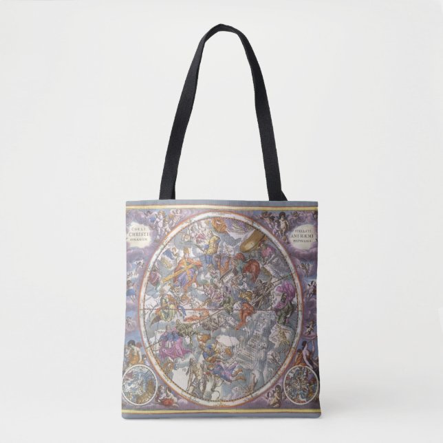Bolsa Tote Astronomia Vintage, Mapa de Constelações Cristãs (Frente)