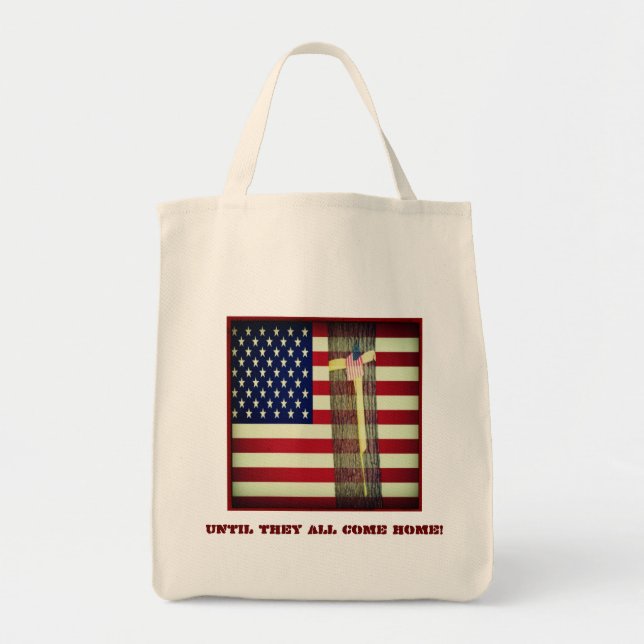 Bolsa Tote Até todos vêm a bandeira Home e fita amarela (Frente)