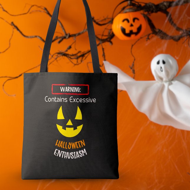 Bolsa Tote Atenção ao entusiasmo do Dia das Bruxas | Spooky F (Contains Excessive Halloween Enthusiasm Quote Spooky Tote Bag)