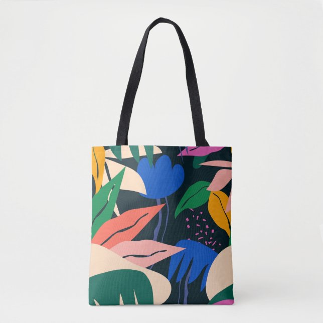 Bolsa Tote Atenção: Obter padrão tropical (Frente)