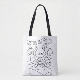Bolsa Tote Atividade Infantil Personalizada de Colorir Hallow
