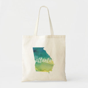 Bolsa Tote Atlanta, Geórgia aguarela azul e verde de