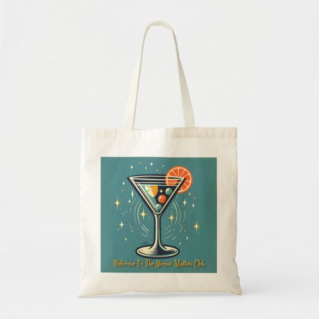 Bolsa Tote Atomic Martini Club Retro Futuristic Cocktail (Frente)