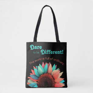 Bolsa Tote Atrevo-me a ser diferente do girassol colorido