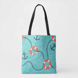 Bolsa Tote Atributos Náuticos Padrão de Mão Livre