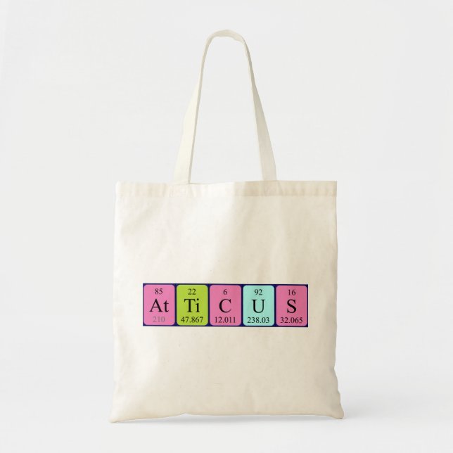 Bolsa Tote Atticus periódico nome da mesa tote saco (Frente)