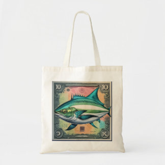 Bolsa Tote atum com selo postal vintage design